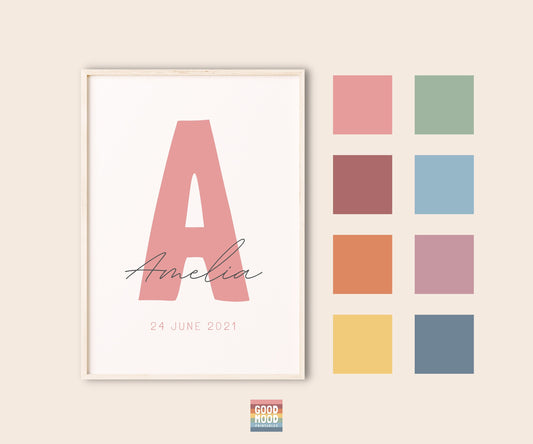 Personalised Initial Print | Initial Name Print | Letter Print Wall Art | Nursery Decor | Custom Initial Name
