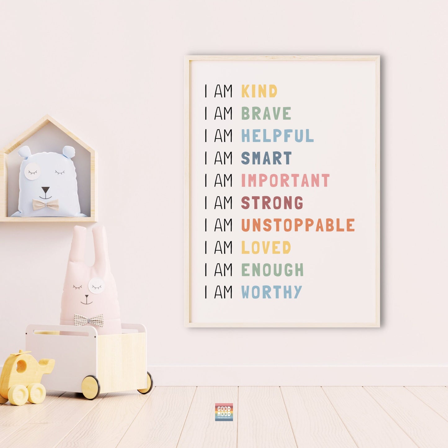 Rainbow Positive affirmations for kids, Nursery educational art, Classroom art, Motivational poster for kids, Playroom Homeschool Decor