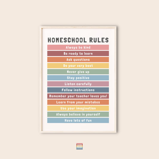 Homeschool rules poster, Homeschool printables, homeschool decor printables, Nursery educational art, School Poster, Home Sweet Homeschool