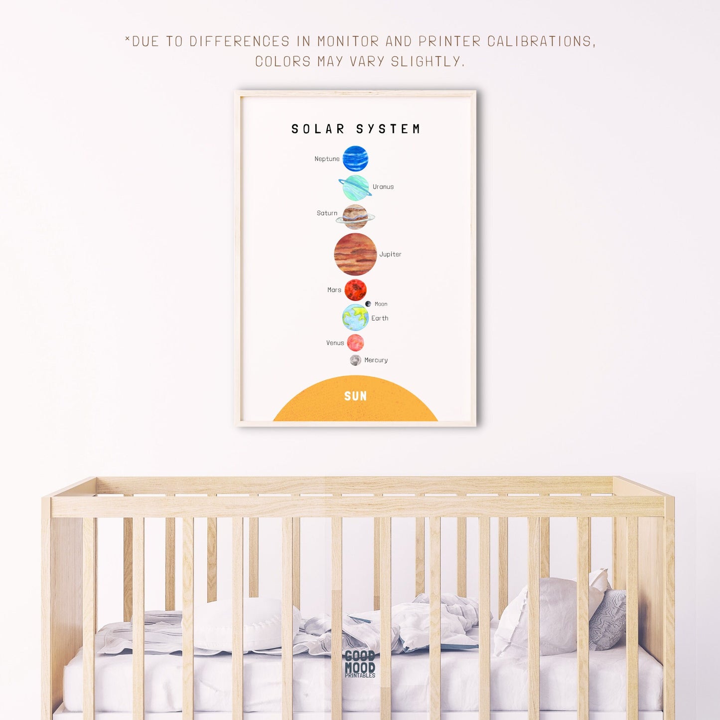 Solar System Print, Space Nursery Print, Kids Wall Decor, Educational Print, Montessori Nursery, Homeschool Decor, Digital Download