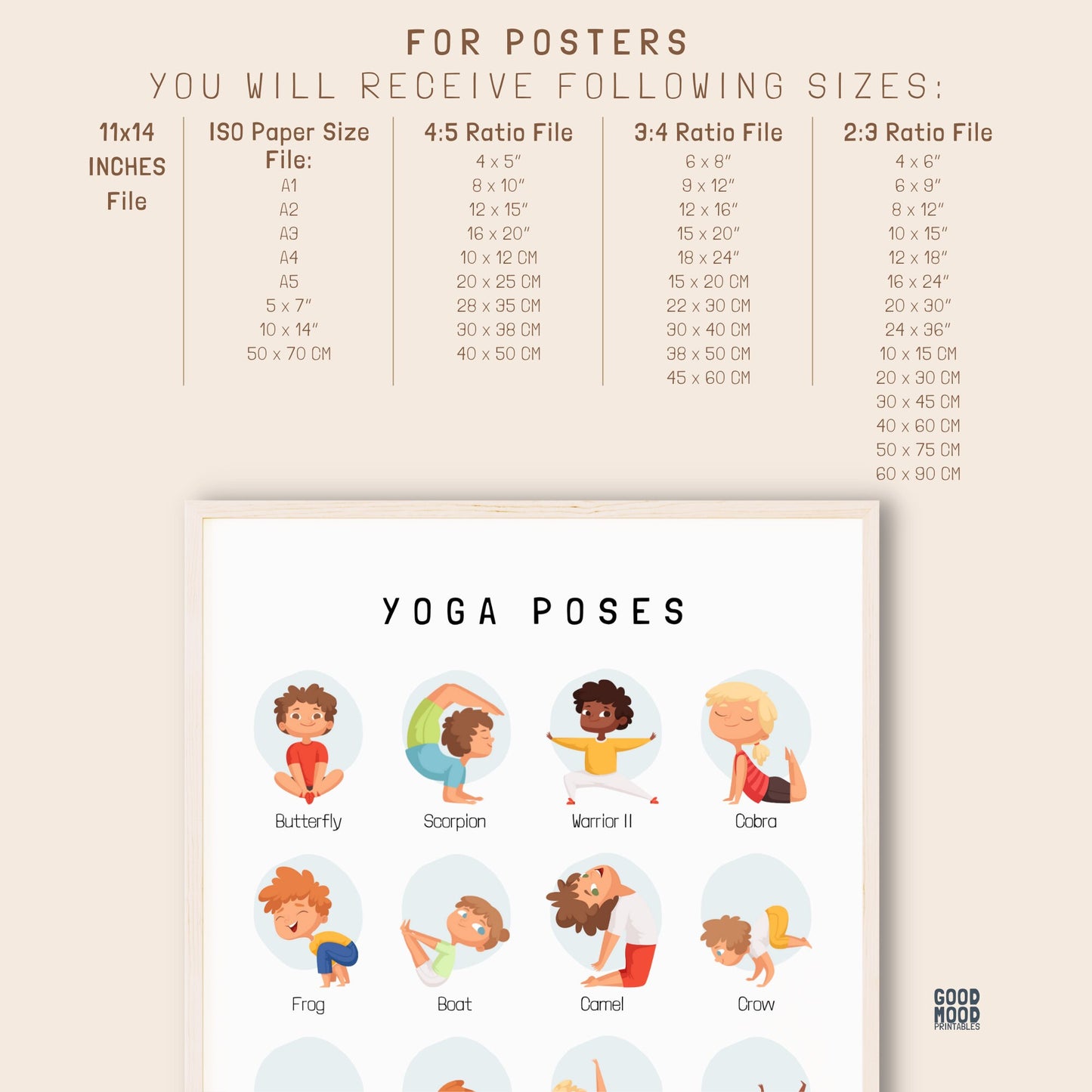 Yoga Poster & Flashcards BUNDLE Printable, Set for Kids, Montessori Classroom Decor, Educational Print,Printable Wall Art, Homeschool Decor