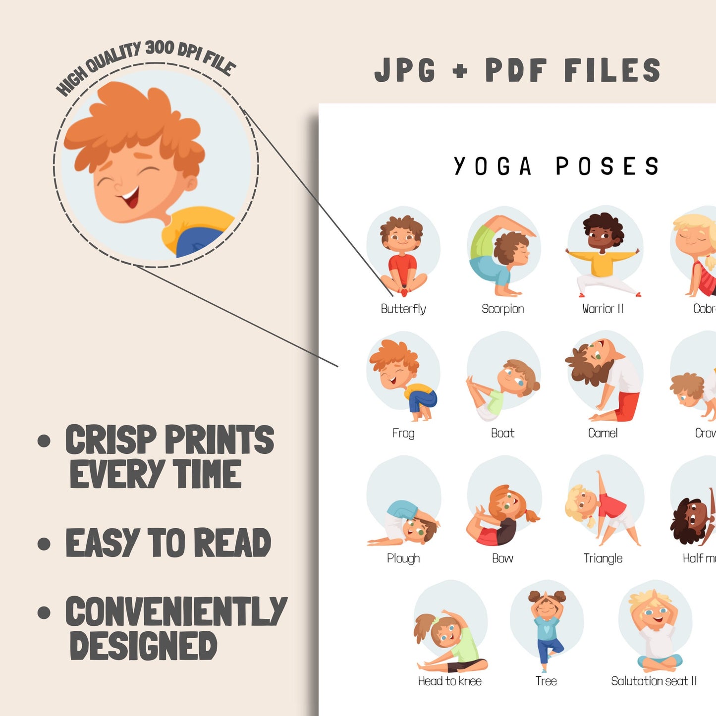 Yoga Poster & Flashcards BUNDLE Printable, Set for Kids, Montessori Classroom Decor, Educational Print,Printable Wall Art, Homeschool Decor