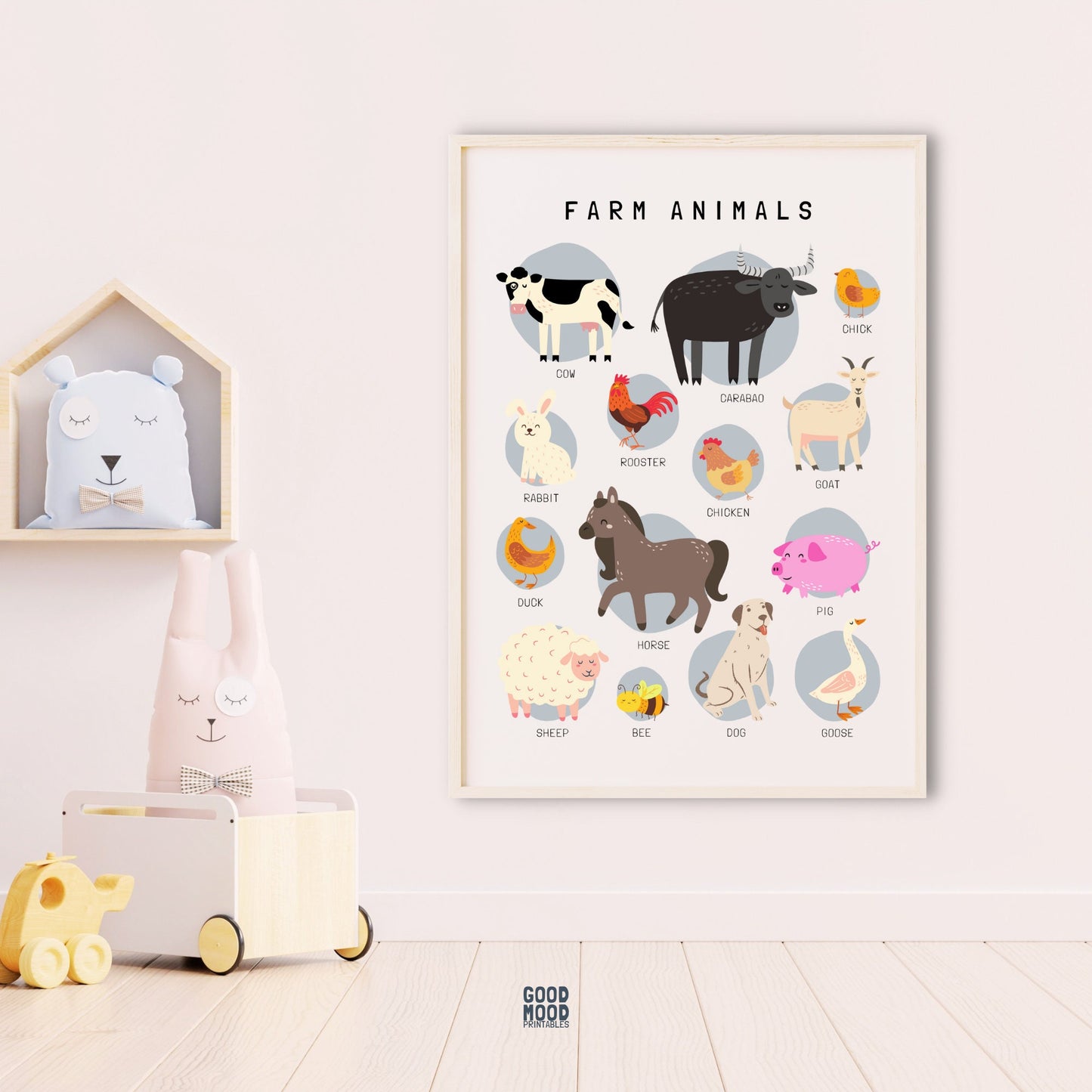 Farm Animals Educational Posters, Homeschool Preschool Downloadable Prints, Printable Montessori Materials, Homeschool Decor,Educational Art