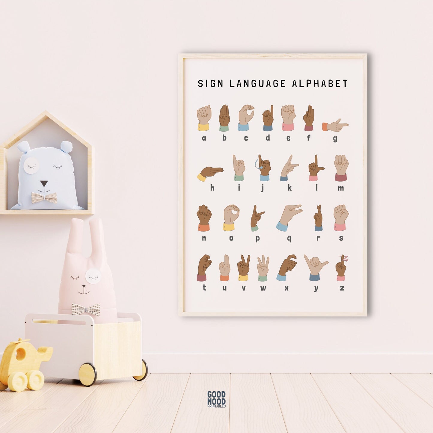 Sign Language Alphabet, ASL, American Sign Language, Alphabet Poster, Educational Posters, Playroom Wall Art, Homeschool Printables