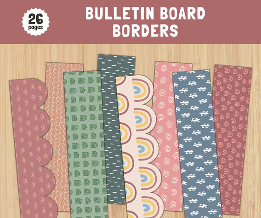 Classroom Bulletin Board Borders, Boho Modern Classroom Decor, Teacher Banner, PDFs